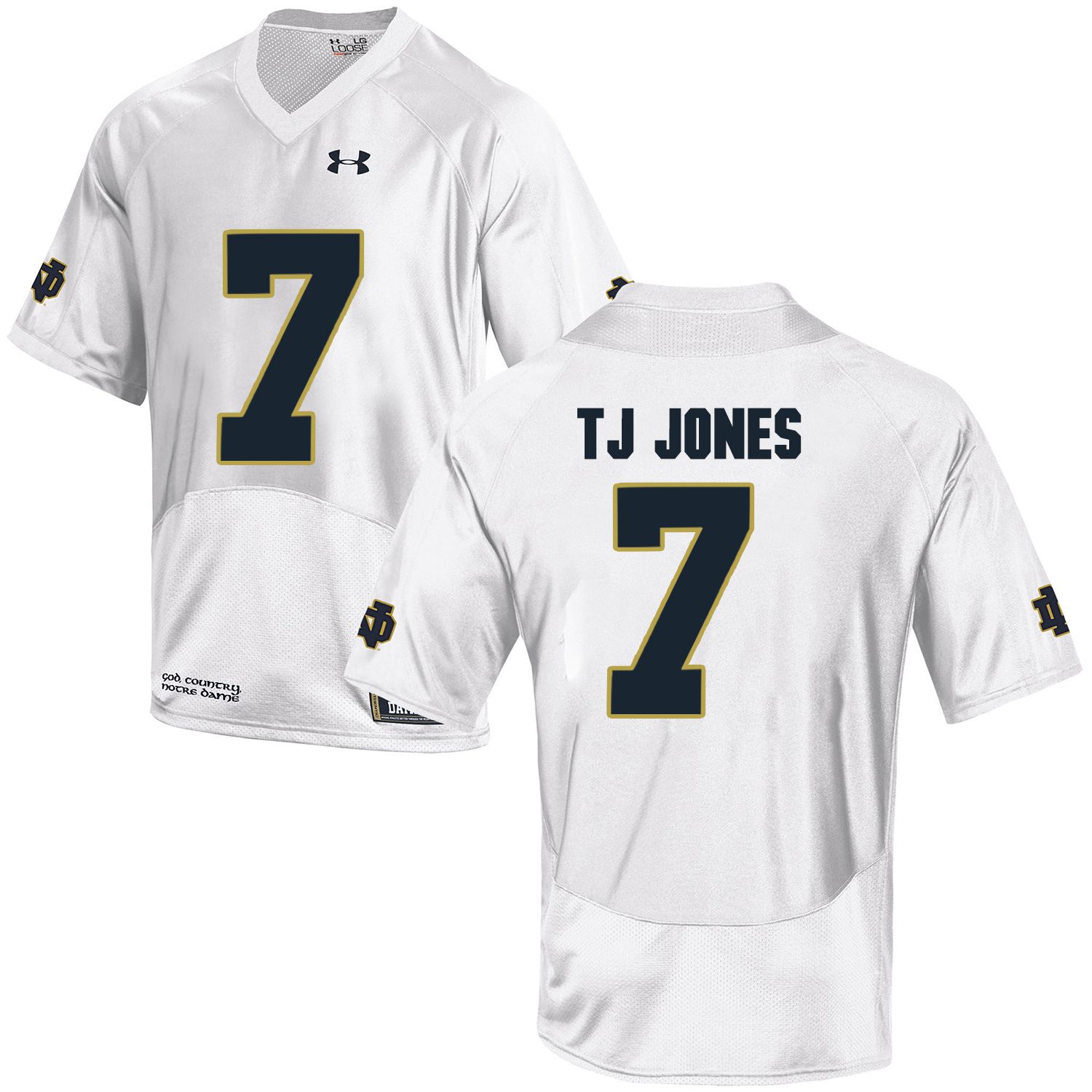 Men Norte Dame Fighting Irish 7 Tj Jones White Customized NCAA Jerseys